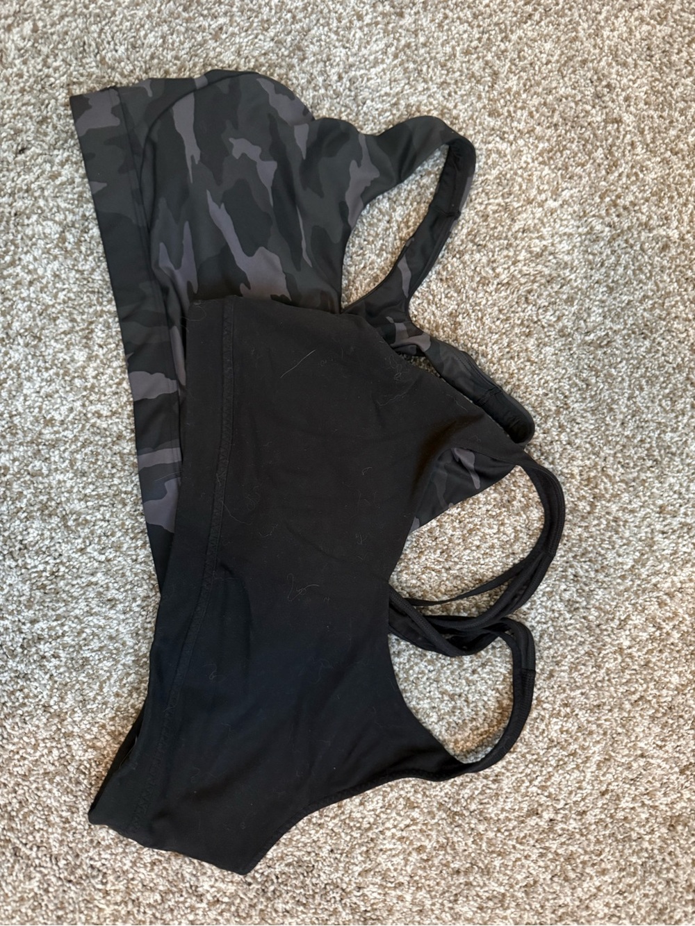 Athleta Black & Charcoal Camo Sports Bra Duo